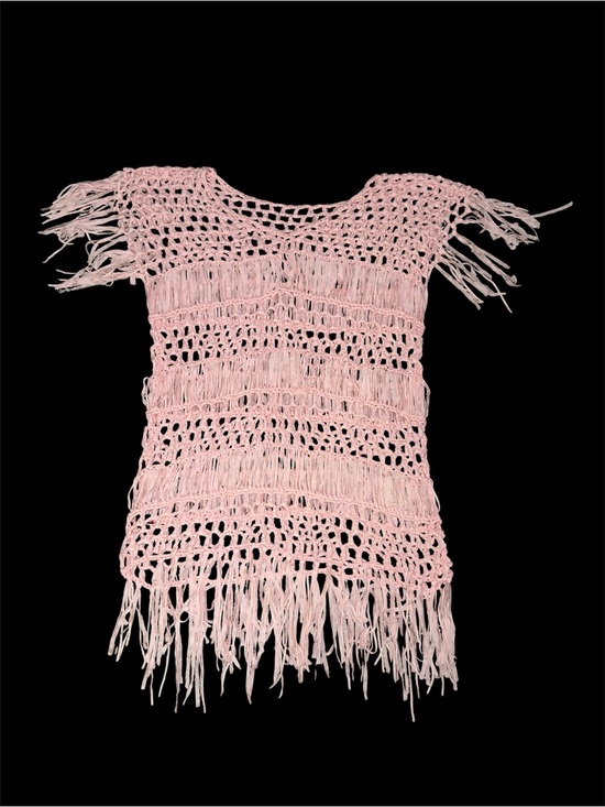 Tops - Pink Crochet Fringe Top